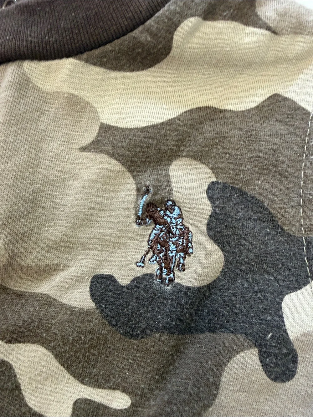 US Polo Assn Baby Boy Camo Outfit Set 18M Two Piece Pant Set Neutral Streetwear